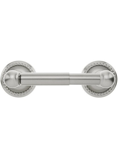 Brass Toilet-Paper Holder with Rope Rosettes in Satin Nickel.